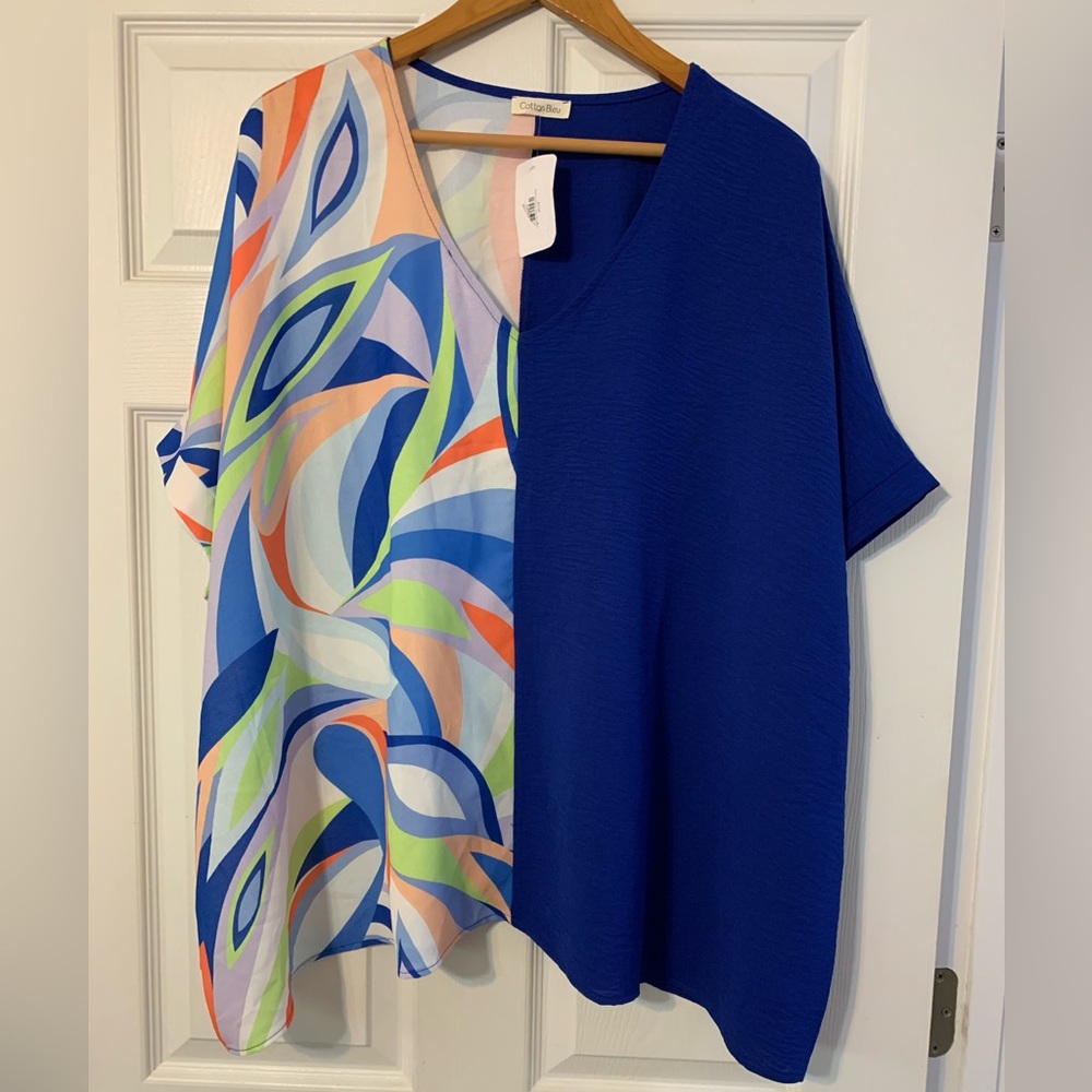 XL cotton blue oversized shirt